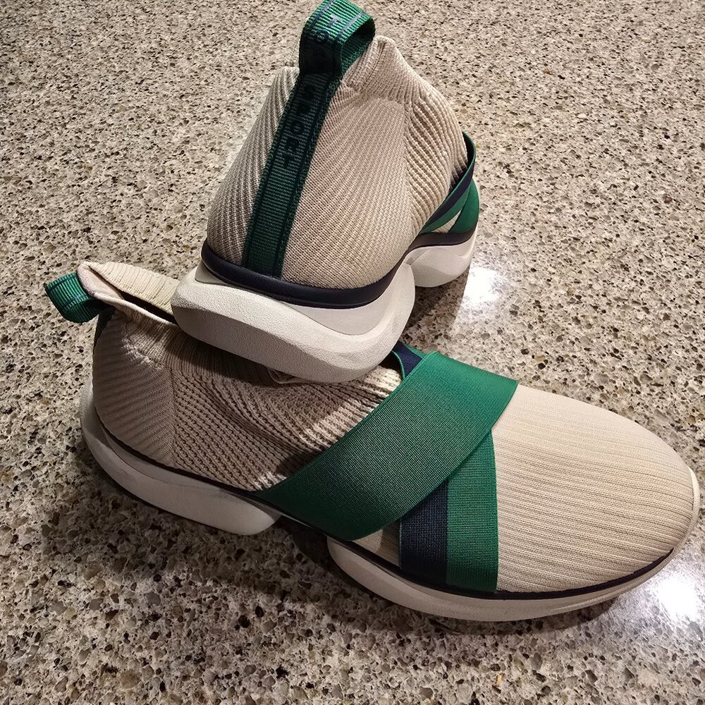 Tory Burch Sport authentic beige blue green slip on sneakers trainers 10 sz